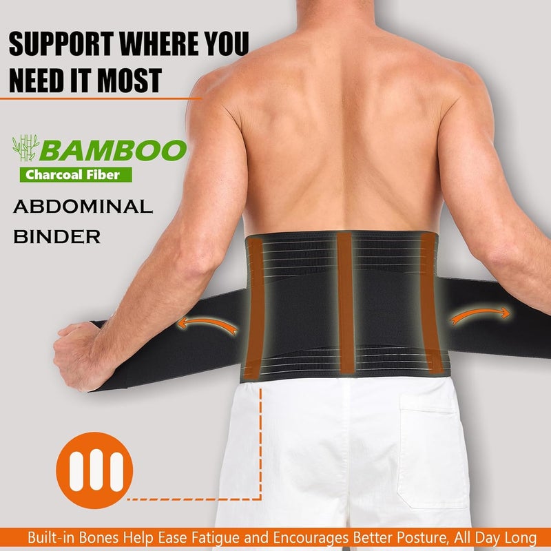 DOREIPA Abdominal Binder for Men and Women – Post Surgery & Postpartum Recovery Hernia Support Belt Waist Trainer for Men Adjustable Compression Wrap (Black,XL) - Image 5